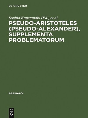 cover image of Pseudo-Aristoteles (Pseudo-Alexander), Supplementa Problematorum